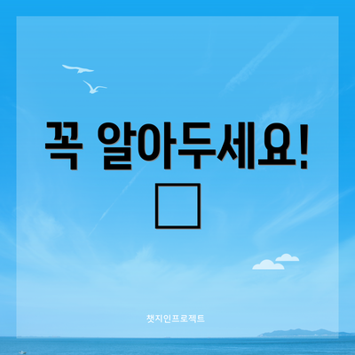 꼭 알아두세요! 📌