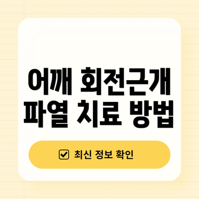 어깨 회전근개 파열 치료 방법