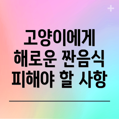 고양이에게 해로운 짠음식 피해야 할 사항
