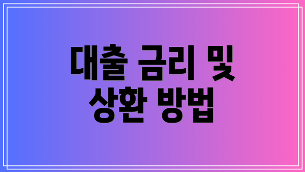 대출 금리 및 상환 방법