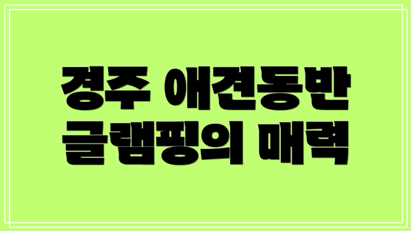 경주 애견동반 글램핑의 매력