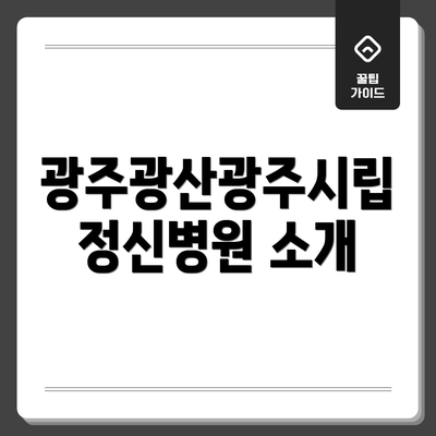 광주광산광주시립정신병원 소개