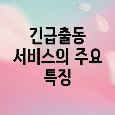 긴급출동 서비스의 주요 특징