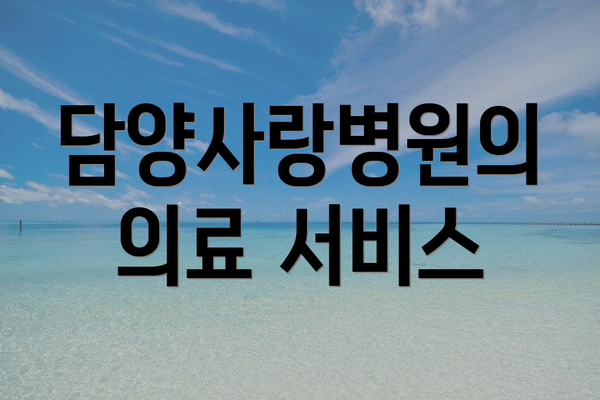 담양사랑병원의 의료 서비스