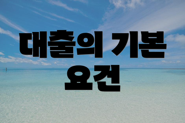 대출의 기본 요건