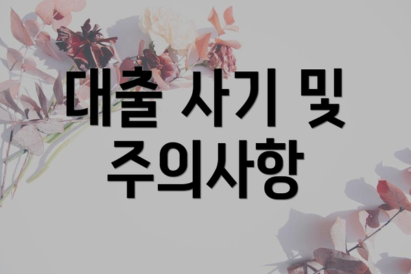 대출 사기 및 주의사항