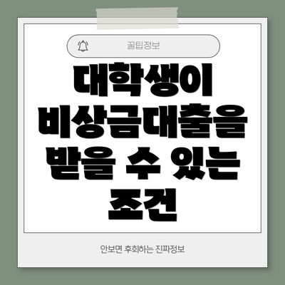 대학생이 비상금대출을 받을 수 있는 조건