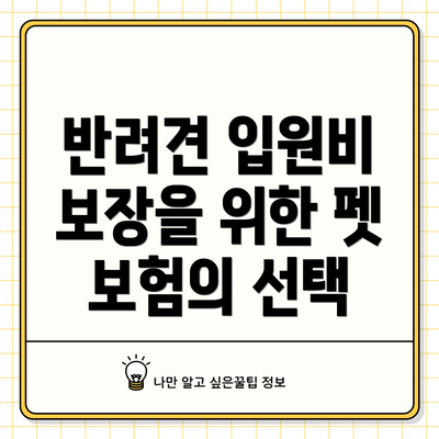 반려견 입원비 보장을 위한 펫 보험의 선택