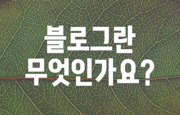 블로그란 무엇인가요?