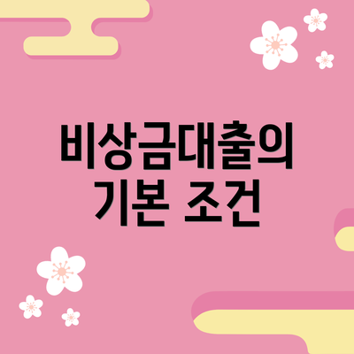 비상금대출의 기본 조건