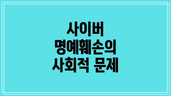 사이버 명예훼손의 사회적 문제