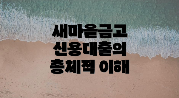 새마을금고 신용대출의 총체적 이해
