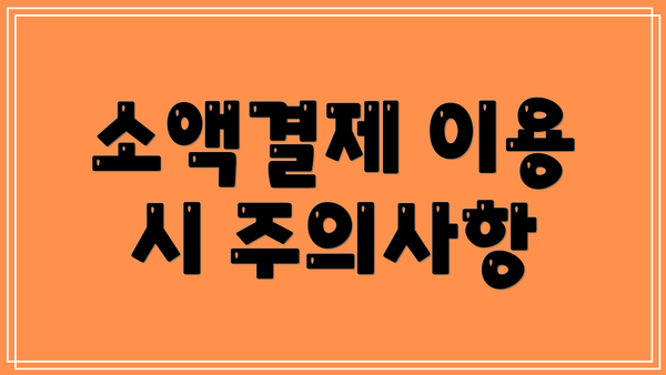 소액결제 이용 시 주의사항