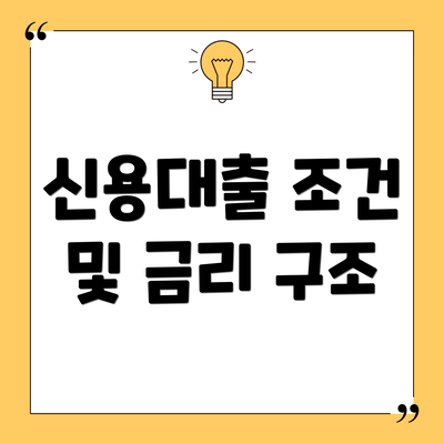 신용대출 조건 및 금리 구조