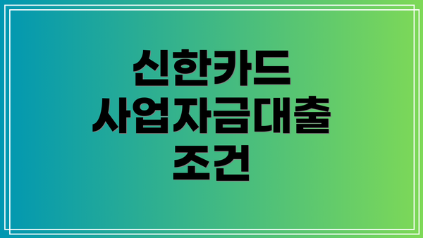 신한카드 사업자금대출 조건