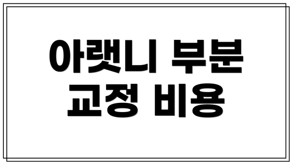 아랫니 부분 교정 비용