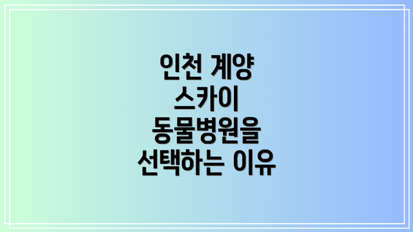인천 계양 스카이 동물병원을 선택하는 이유