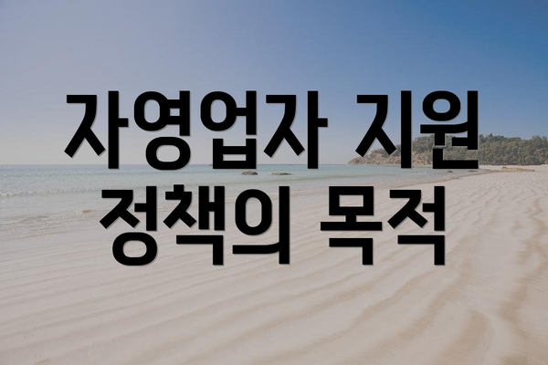 자영업자 지원 정책의 목적