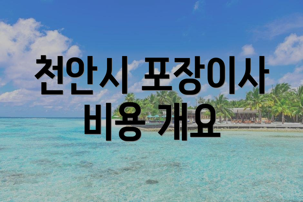천안시 포장이사 비용 개요
