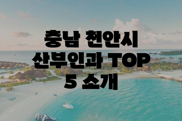 충남 천안시 산부인과 TOP 5 소개