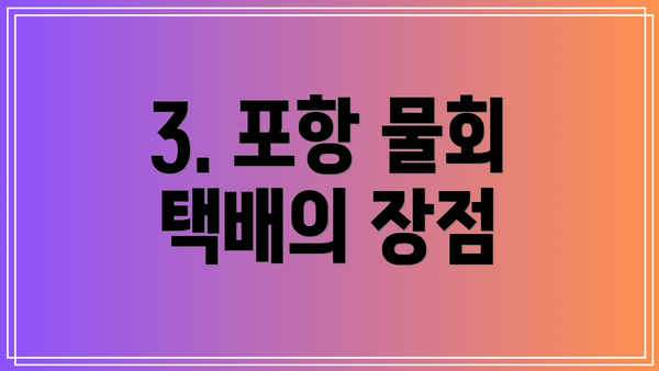 3. 포항 물회 택배의 장점